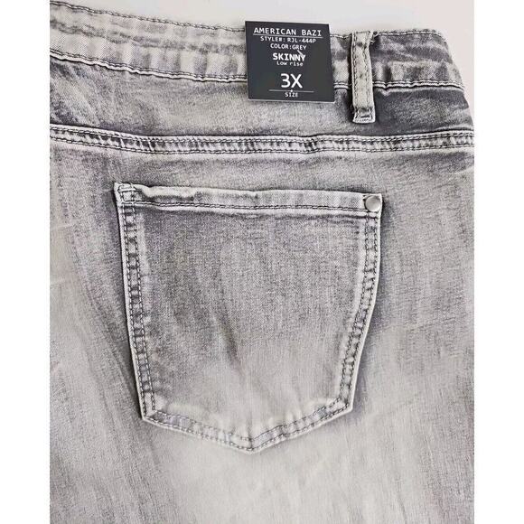 American Bazi ~Woman Plus Size 3X~ Gray Denim Skinny Jeans Stretch NWT. - Picture 6 of 9